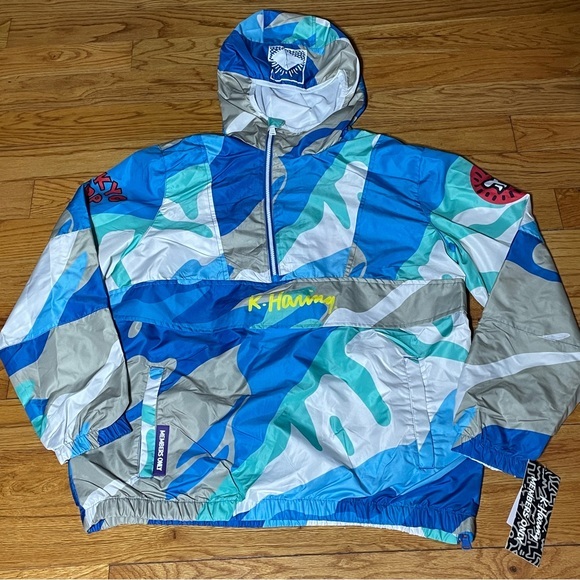 Members Only Keith Haring Limited Ed Pop Art Windbreaker Athleisure Sport Jacket - Picture 2 of 13